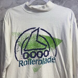 Vintage 90s Rollerblade Blade Gear T Shirt One Size 23x27 White Long Sleeve Mock
